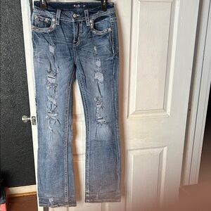 Miss Me Light Blue Distressed Boot Cut Jeans